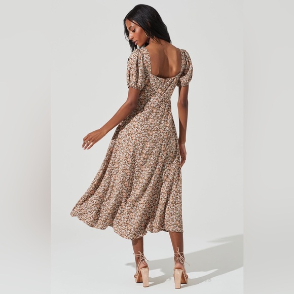 Astr the Label Lace Up Puff Sleeve Floral Midi Dress - Picture 3 of 16
